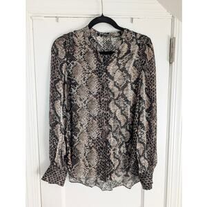 Elie Tahari Elizabeth Silk-Blend Textured Snake-Print Blouse / Sz Medium / EUC